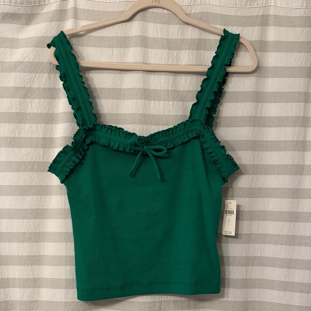 NWT Maeve/Anthropologie sz large Green Ruffled Women's Top